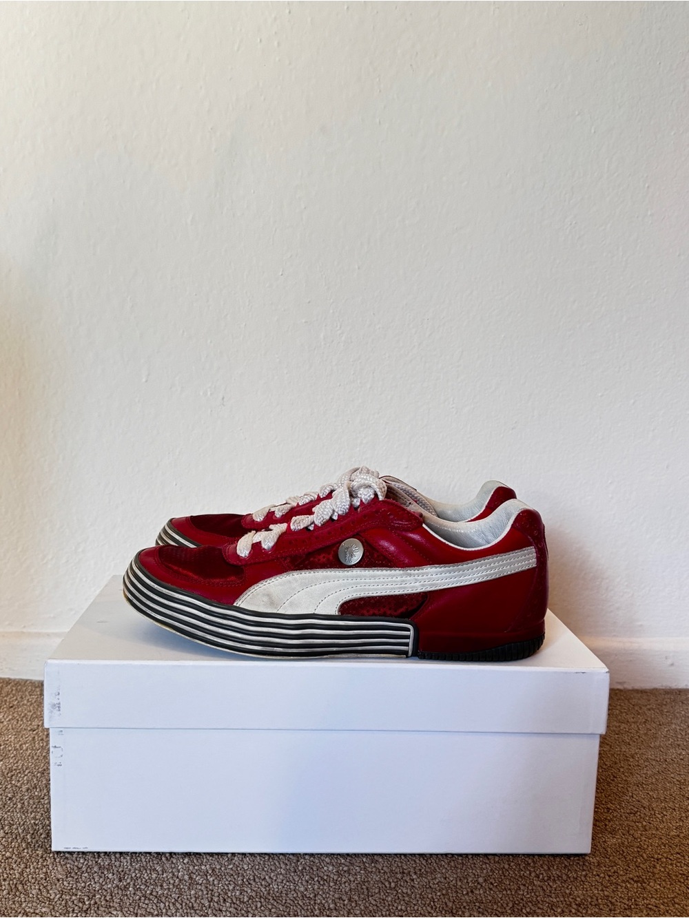 Puma x Mihara Yasuhiro Red Leather Sneakers Size US 8 Rare Archive Y2K